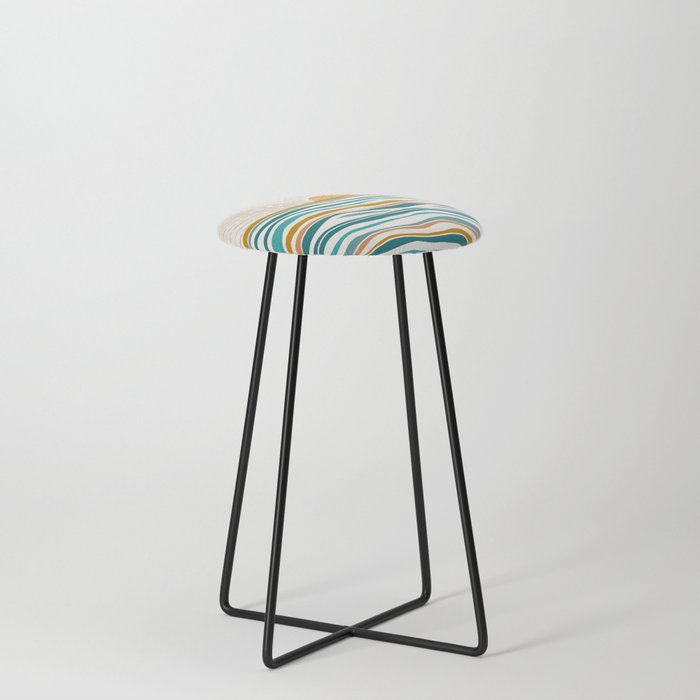 The Sun and The Sea - Gold and Teal Counter Stool