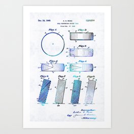 Blue Hockey Art - Hockey Puck Patent - Sharon Cummings Art Print