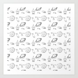 Cosmos Pattern in Black and White Art Print