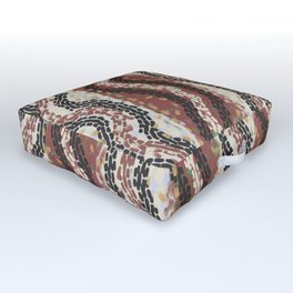 Brown impressionism dab wavy stripes Outdoor Floor Cushion