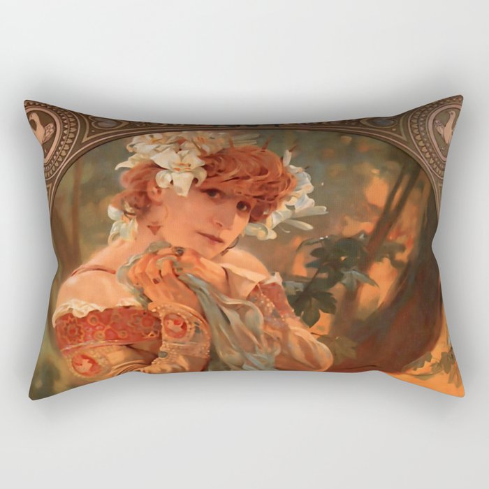 Alphonse Mucha Sarah Bernhardt Lefevre Utile Rectangular Pillow