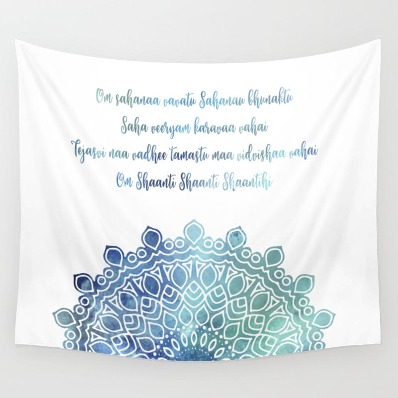 Watercolor Om Shaanti Yoga Opening Prayer Mandala Wandbehang Von Leahmcphail Society6 It is usually recited in schools as prayer before the start of the classes in schools. society6 de