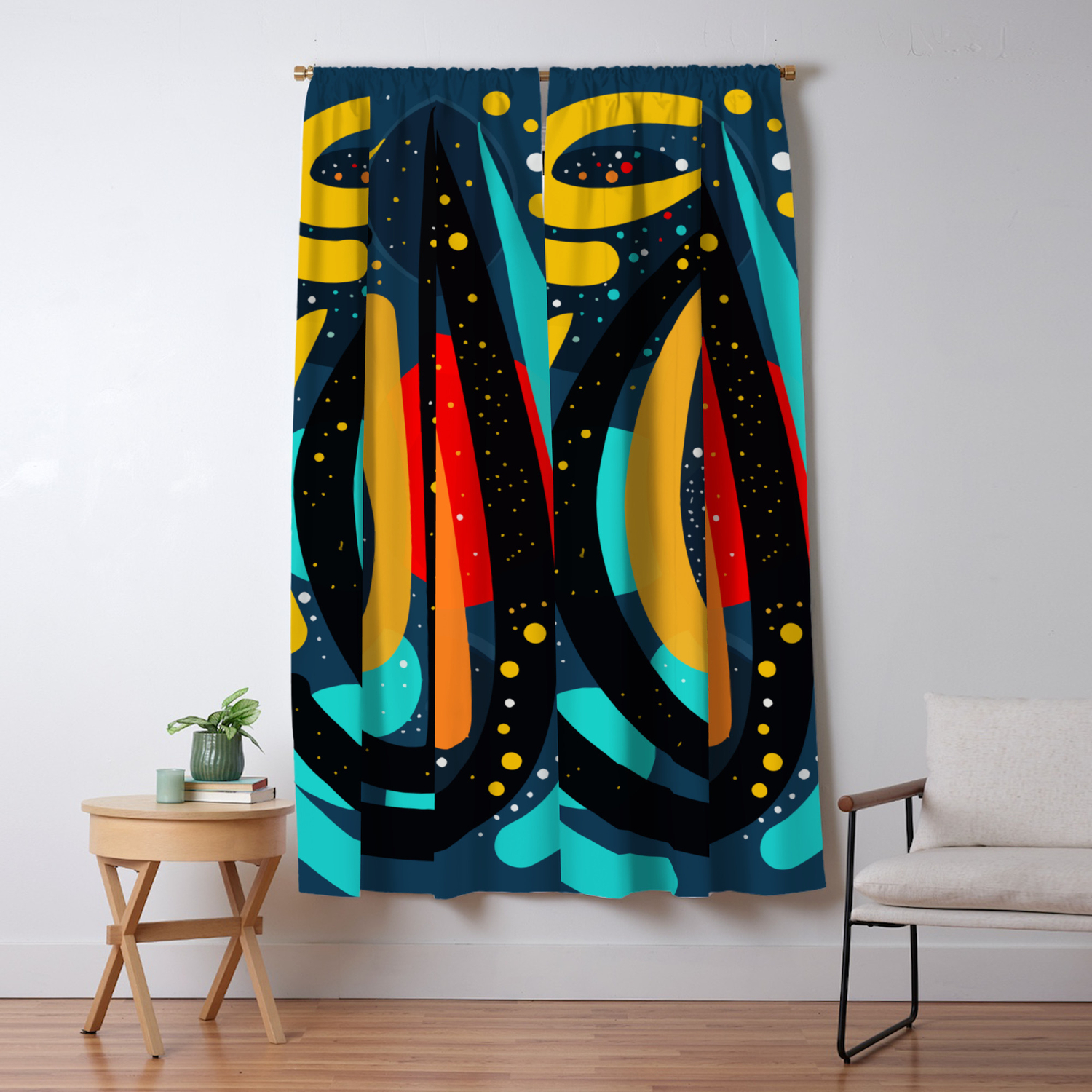 Starry Night Of Summer Abstract Art Blackout Curtain By