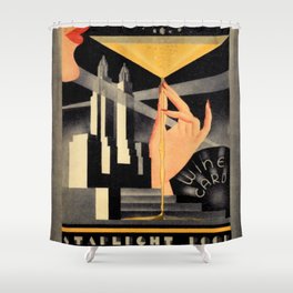 1930's Waldorf Astoria Hotel NYC The Starlight Roof, Champagne Wine Card Vintage Poster Shower Curtain