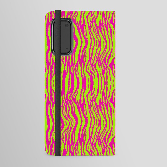 Neon Pink Green Tiger Pattern Android Wallet Case