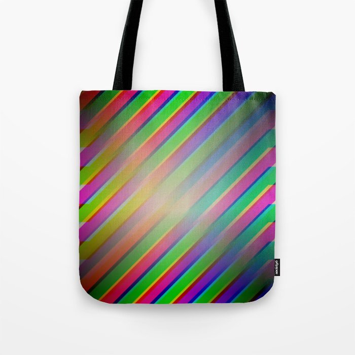 Diagonal Multicolored Lines Like A Rainbow Tote Bag
