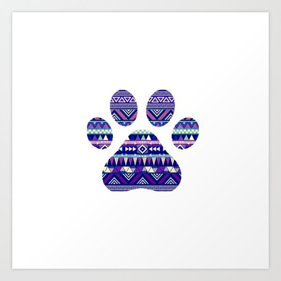 Aztec Paw Print (Dog & Puppy, Animal Lovers) Art Print