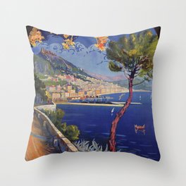 Salerno Italy vintage summer travel ad Throw Pillow
