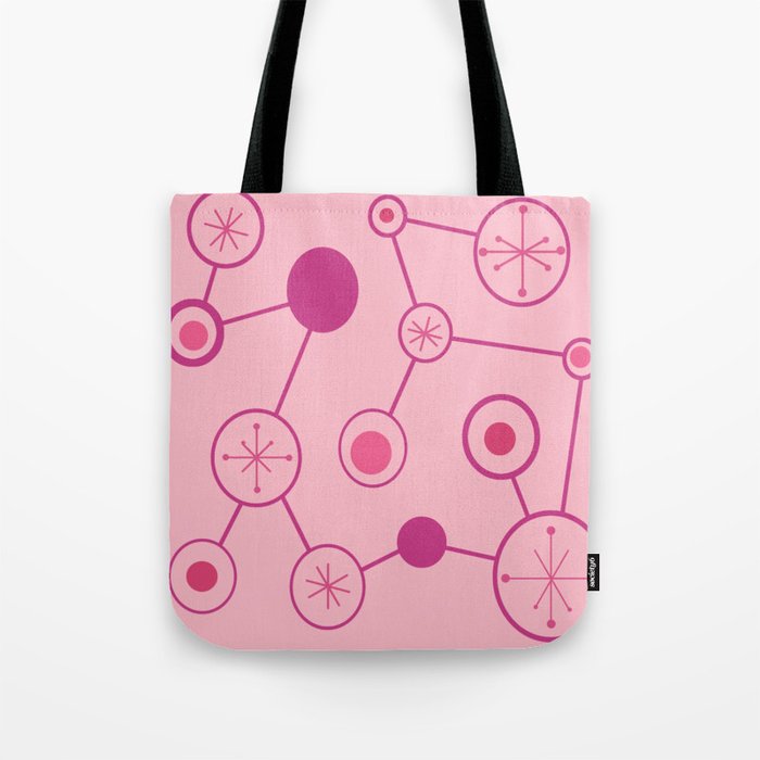Mid Century Modern Connected Dots Pink Tote Bag