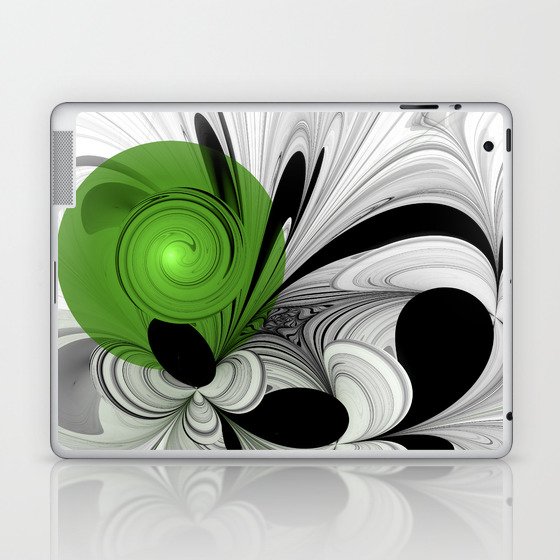 Abstract Black and White with Green Laptop & iPad Skin