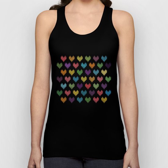 Colorful Knitted Hearts Unisex Tank Top