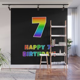 [ Thumbnail: HAPPY 7TH BIRTHDAY - Multicolored Rainbow Spectrum Gradient Wall Mural ]