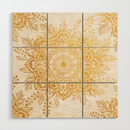 Queen Starring of Mandala-Gold Sunflower I Wood Wall Art
