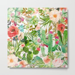 Cactus Floral Collage Metal Print | Homedecor, Decor, Home, Staging, Desert, Succulentcollage, Southwestern, Digital, Cacti, Floral 