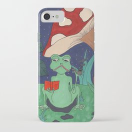 Smoking Frog iPhone Case | Mushroom, Grass, Toad, Pipe, Stars, Frog, Reading, Book, Smoking, Painting 