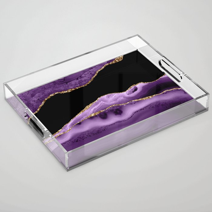 Purple & Gold Agate Texture 13 Acrylic Tray