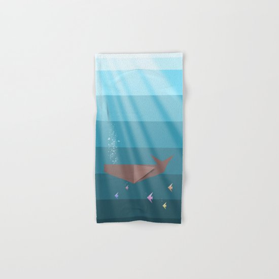LIVING SEA (origami animals whales) Hand & Bath Towel