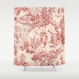 Toile Shower Curtains For Any Bathroom, Toile Shower Curtain And Valance