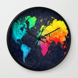 World map watercolor 6 Wall Clock