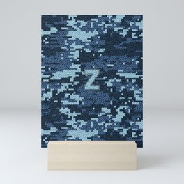 Personalized Z Letter on Blue Military Camouflage Air Force Design, Veterans Day Gift / Valentine Gift / Military Anniversary Gift / Army Birthday Gift iPhone Case Mini Art Print