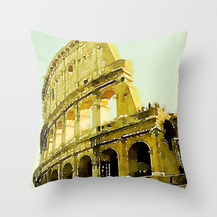 panoramic rome Throw Pillow