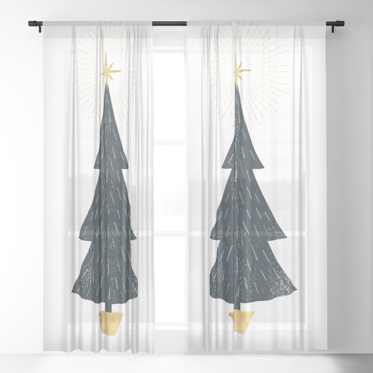 Christmas Tree Print Sheer Curtain By Kookiepixel Society6