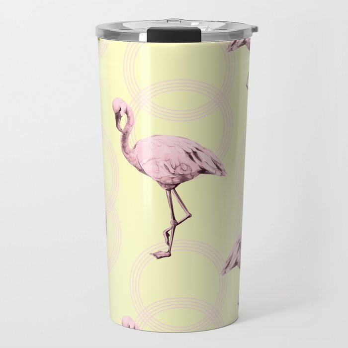 Simply Pink Flamingo Infinity Link Pale Yellow Travel Mug