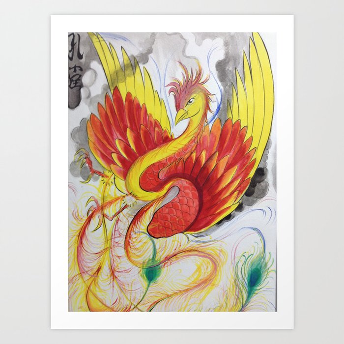 Red Phoenix (water color) Art Print
