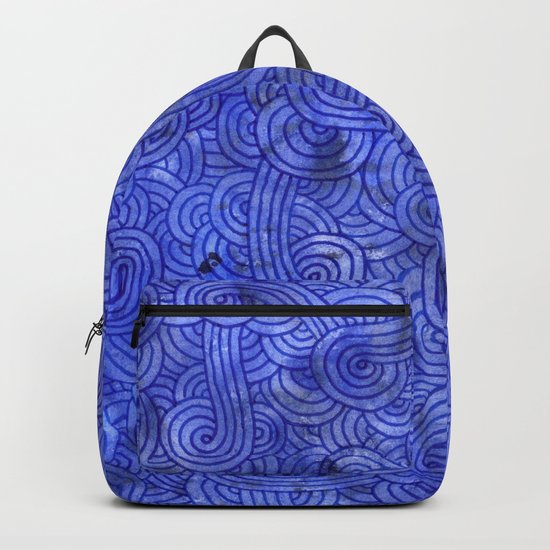 Royal blue swirls doodles Backpack