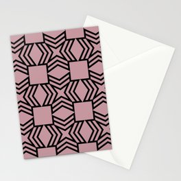 Black and Pink Minimal Star Square Shape Pattern Pairs DE 2022 Popular Color Rose Meadow DE6025 Stationery Card