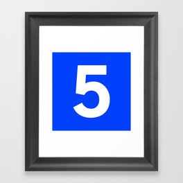 Number 5 (White & Blue) Framed Art Print
