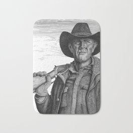 Longmire Bath Mat | Pointillism, Lineart, Cowboy, Portrait, Western, Drawing, Portraits, Cross Hatch, Ink Pen, Artwork 
