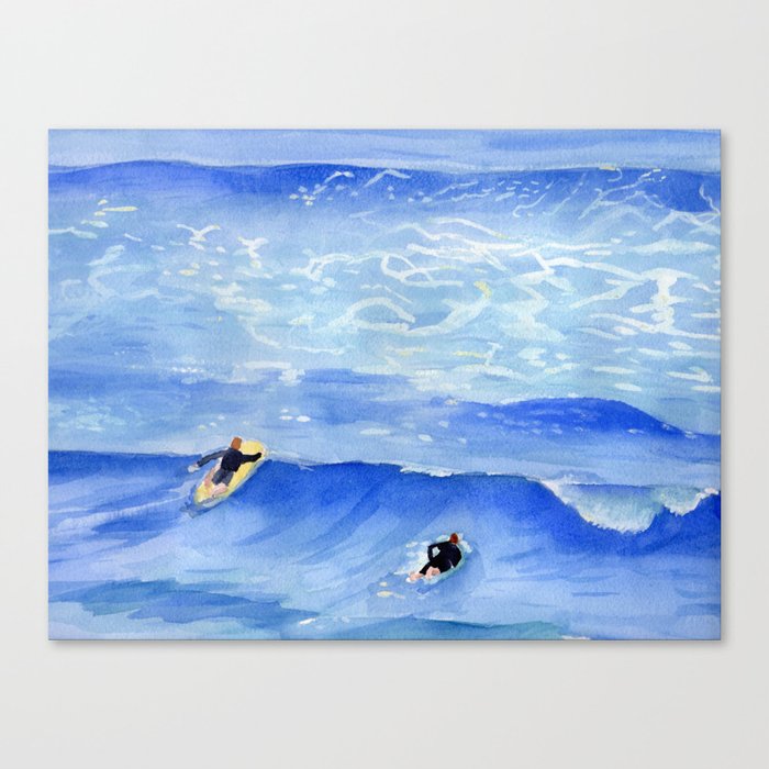 Getting ready to take this wave surf art Canvas Print