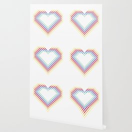 Halftone Heart Shaped Dots Rainbow Color Wallpaper