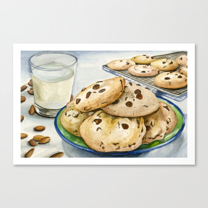 Chocolate Chip Cookie with Almond Milk Canvas Print