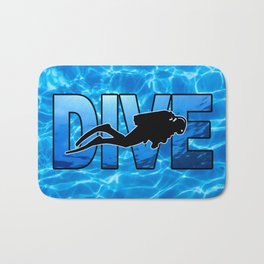 Dive Bath Mat | Diveflag, Diver, Deep, Water, Underwater, Scuba, Diving, Scubadiver, Silhouette, Divebadge 