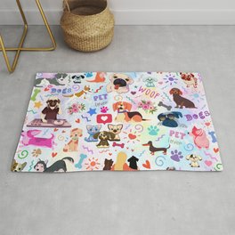 Colorful Dogs Seamless Pattern Area & Throw Rug