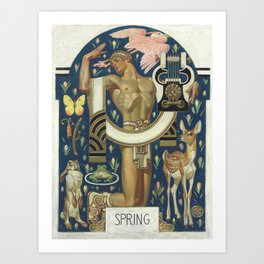 Spring - Apollo and animals  - Joseph Christian Leyendecker  Art Print