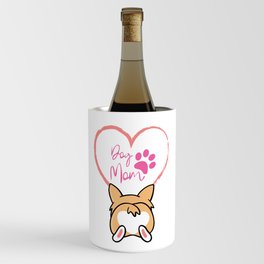dog mom illustration - cute corgi butt Wine Chiller