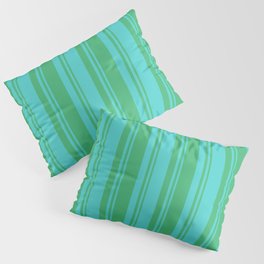 [ Thumbnail: Turquoise and Sea Green Colored Lined Pattern Pillow Sham ]