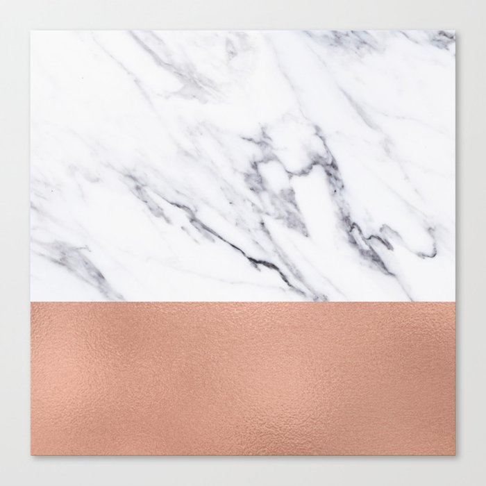 Marble Rose Gold Luxury iPhone Case and Throw Pillow Design Canvas Print
