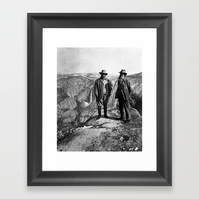 Teddy Roosevelt and John Muir - Glacier Point Yosemite Valley - 1903 Framed Art Print