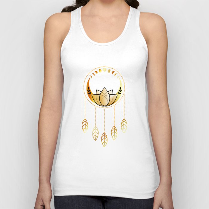 Mystic lotus dream catcher with moons and stars gold Tank Top
