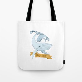 Big Love (gold and blue) Humpback Whales Tote Bag