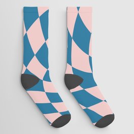 Blue and pink swirl checker Socks
