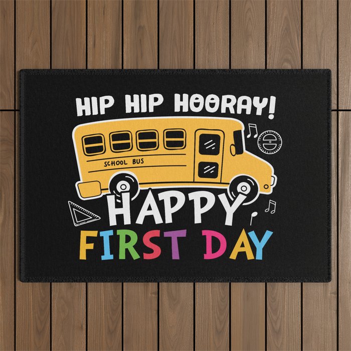Hip Hip Hooray Happy First Day Outdoor Rug