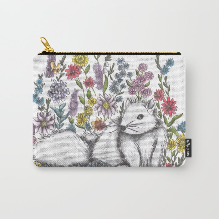 Squirrel in the midst of Flowers Carry-All Pouch