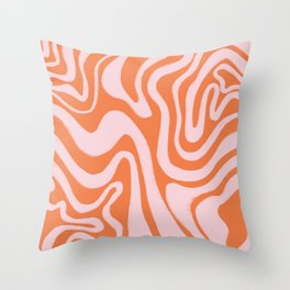 Retro Coral Rose Liquid Swirl Throw Pillow