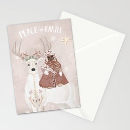 Folk reindeer Christmas card Stationery Card