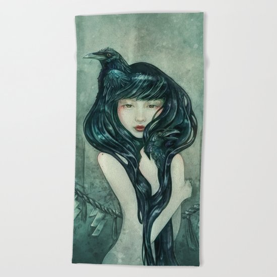 Oracle of the sodden raven Beach Towel